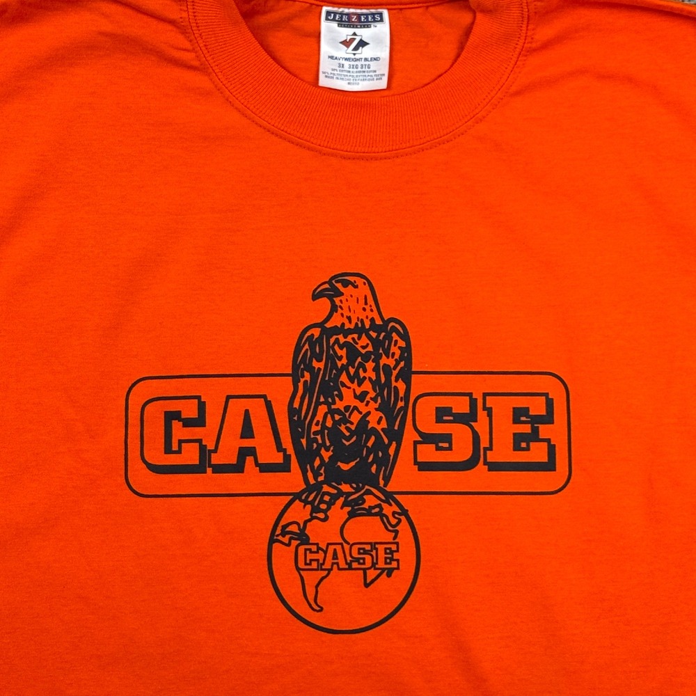 Vintage CASE Construction Equipment Eagle‎ Logo T Shirt Orange Mens 3XL USA
